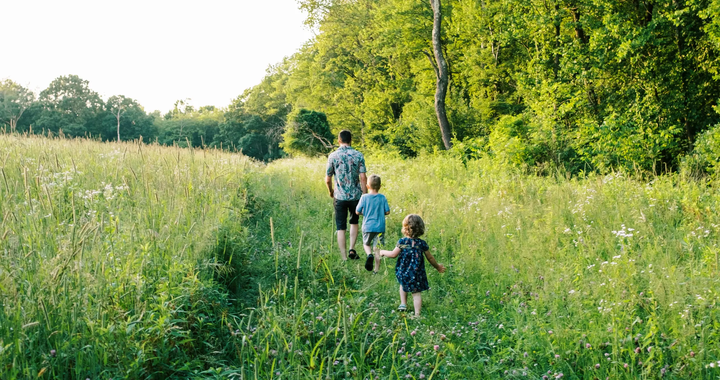 Hiking trail through preserved open space at Hillstead in Lavon, TX